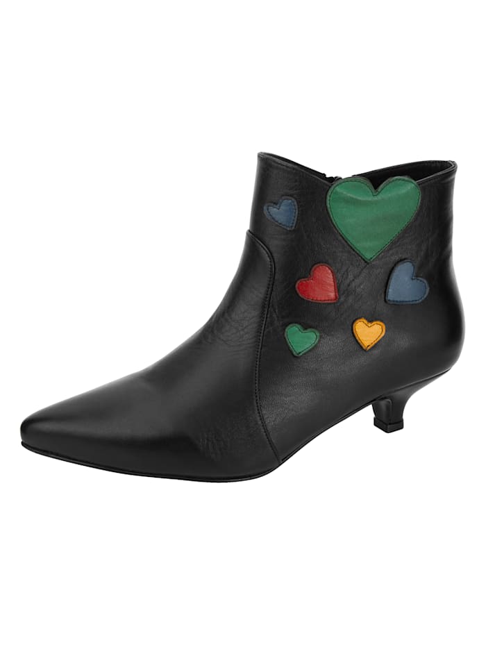 Gemini Ankle boot in puntig model, Zwart/Multicolor