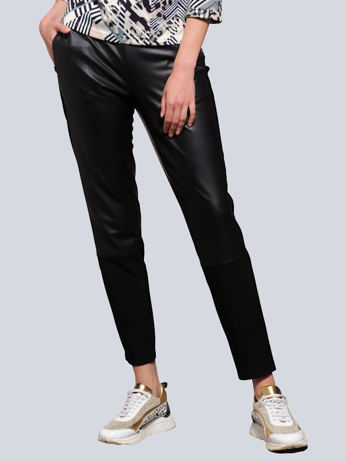 Alba Moda Jog nohavice s moderným Patch vzhľadom, Čierna