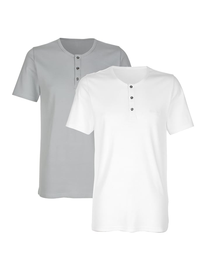 BABISTA T-shirts par lot de 2 en maille côtelée, Blanc/Gris