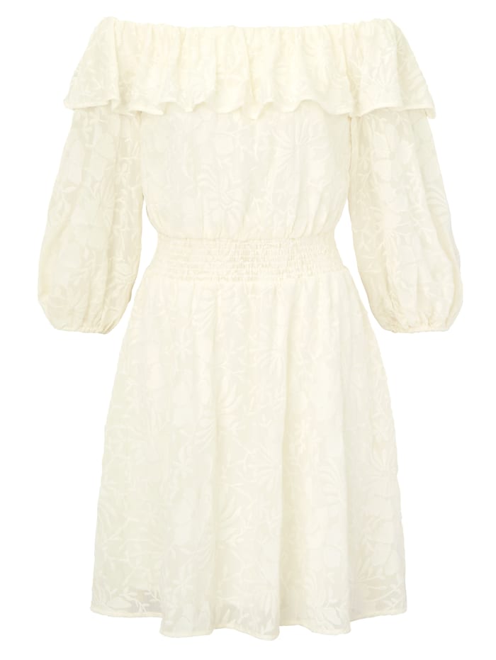 LIU JO Kleid mit Blumenstickerei, Creme-Weiß