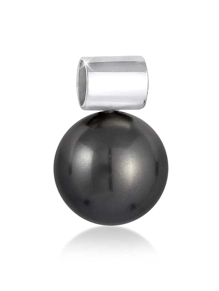 Nenalina Anhänger Basic Synthetische Perle 925 Silber, Schwarz