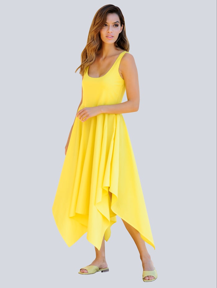Alba Moda Kleid mit Zipfelsaum, Gelb