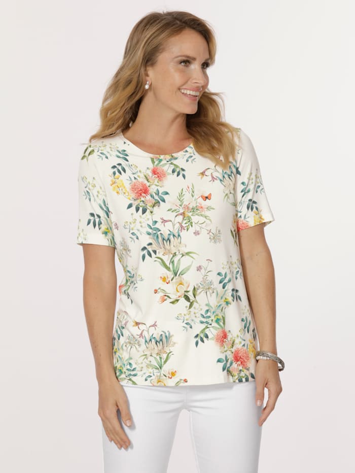 MONA T-shirt à motif floral, Écru/Multicolore