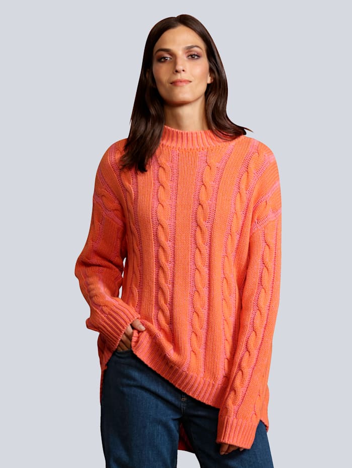 JOOP! Pullover im Zopfstrick, Orange/Pink