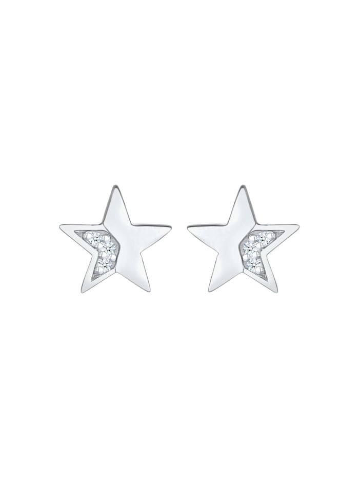 Ohrringe Stern Star Diamanten (0.03 Ct) Stecker 925 Silber