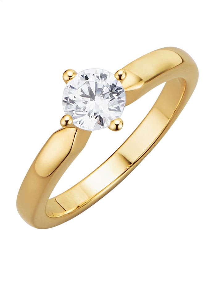 Diemer Ring met loepzuivere briljant, goudkleur