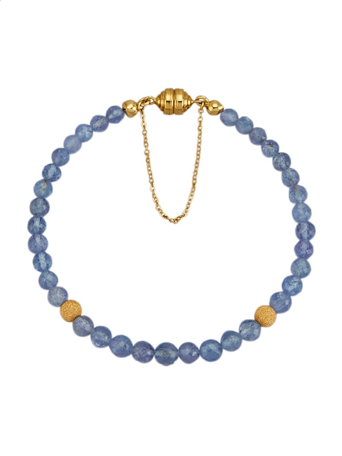 Amara Pierres colorées Bracelet de tanzanites en or jaune 585, Bleu