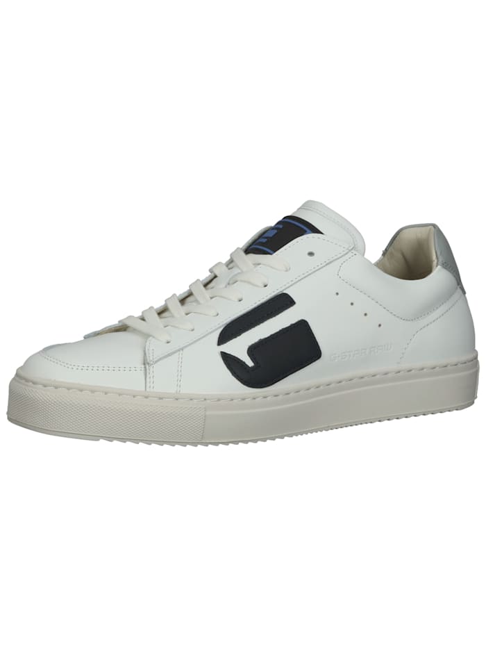 G-STAR Leder Sneaker, Weiß/Blau