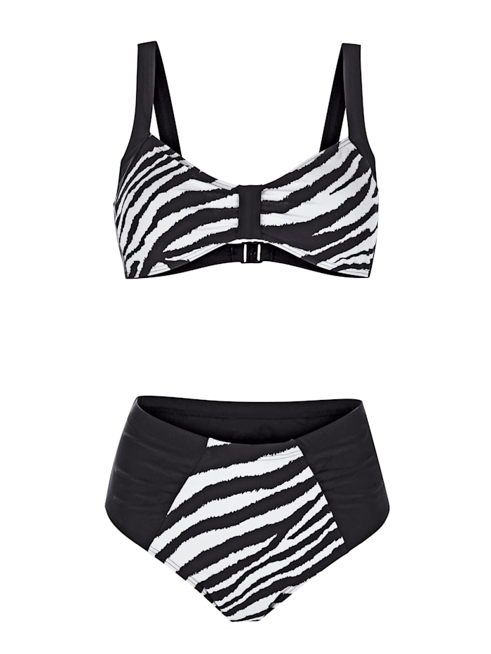 Maritim Bikini met een modieuze patronenmix, zwart/wit