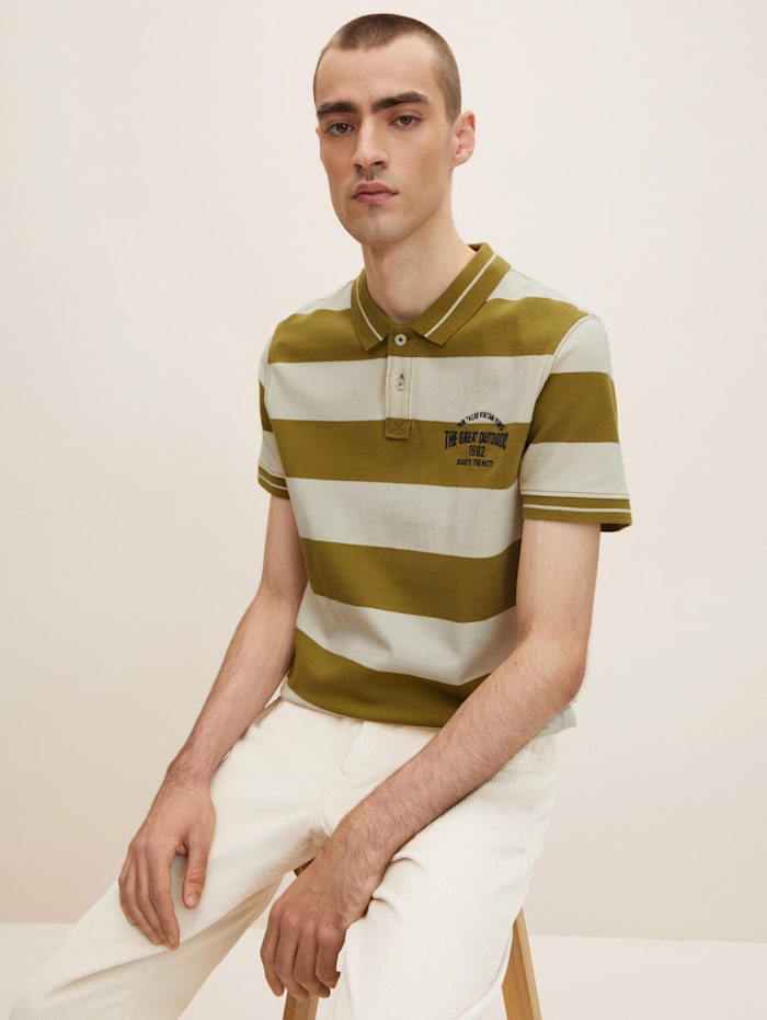 Tom Tailor Poloshirt im Streifenmuster, moss cream yarn dye stripe