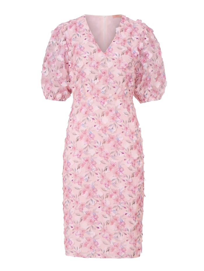 SIENNA Kleid mit 3D-Blüten, Rosé
