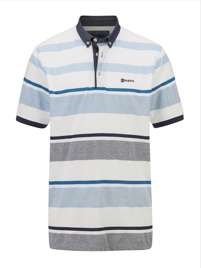 BABISTA Poloshirt mit Streifendessin rundum, Weiß/Blau