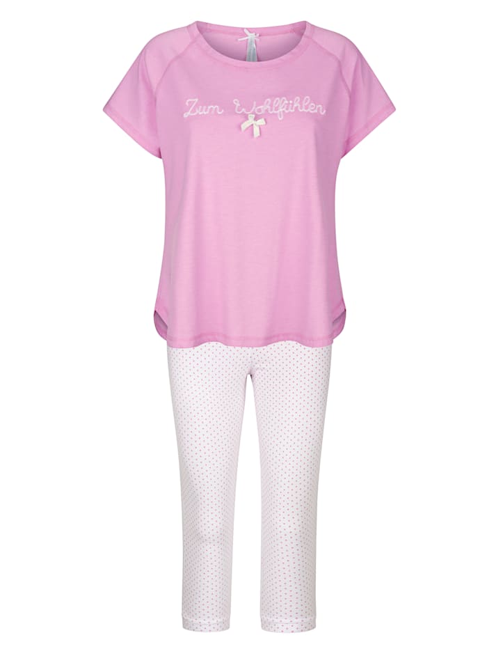 Louis & Louisa Pyjama en pur coton, Cyclamen/Blanc