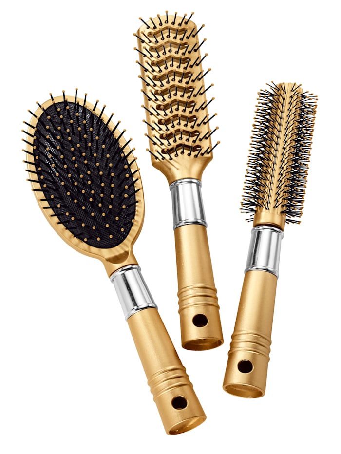 Hairbrushes set In gold and silver on-trend colours, Gold-Coloured
