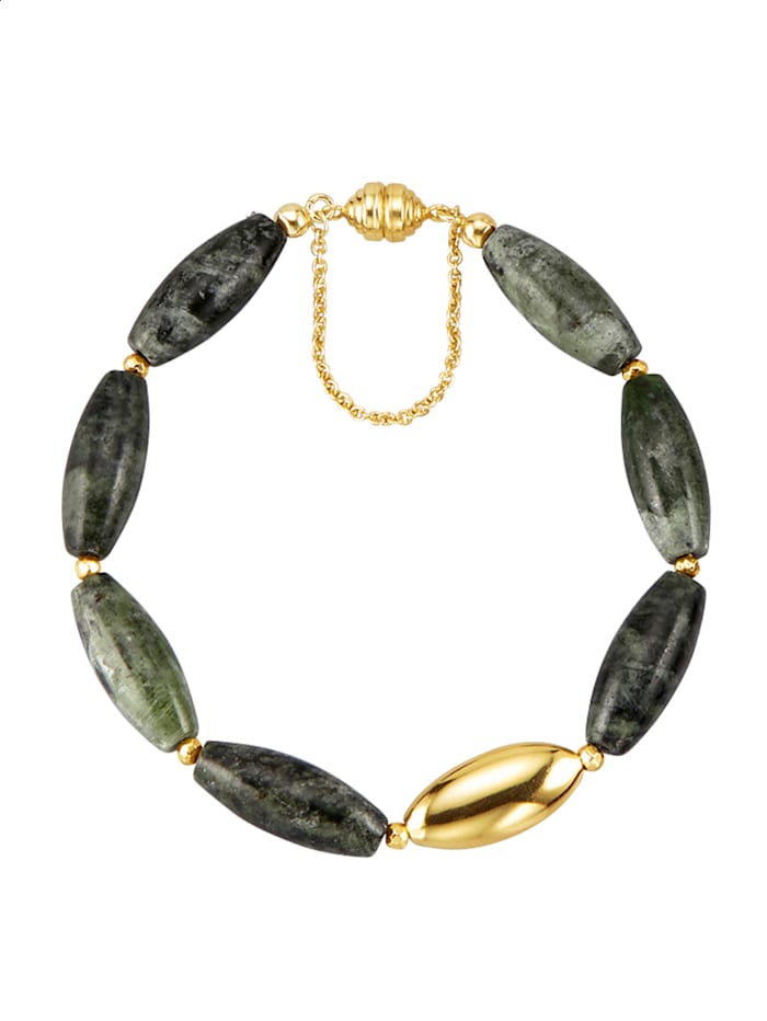 Amara Pierres colorées Bracelet en diopside de chrome avec perles d'hématite, Vert