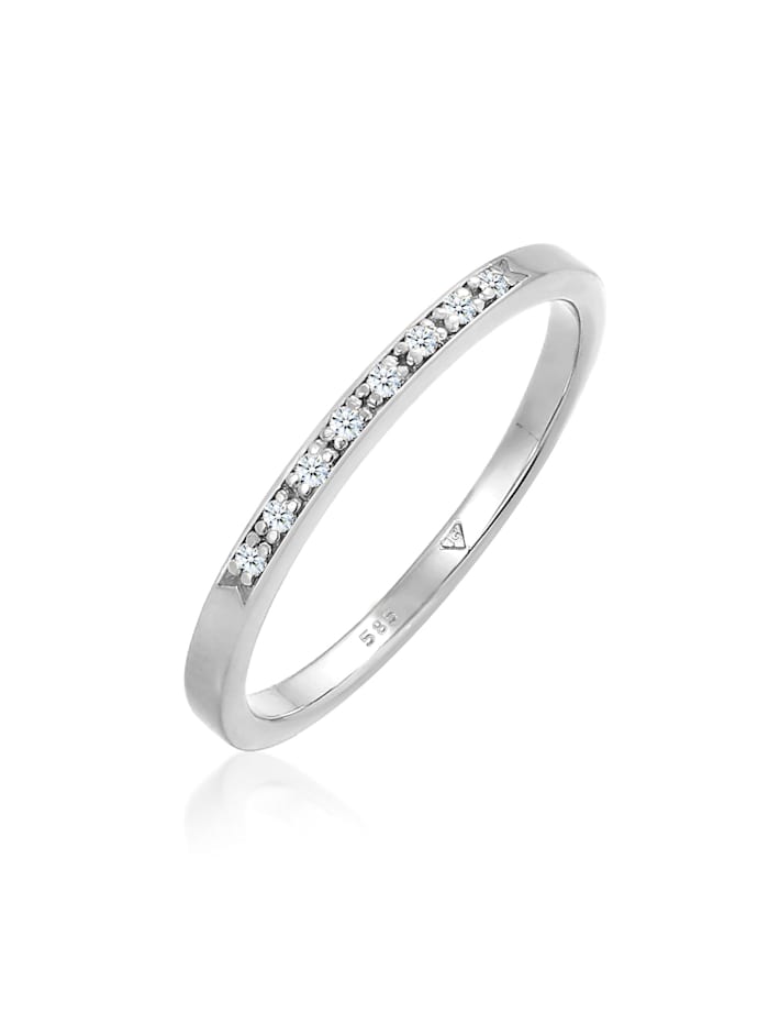 Elli DIAMONDS Ring Bandring Verlobung Diamant (0.04 Ct) 585 Weißgold, Weiß