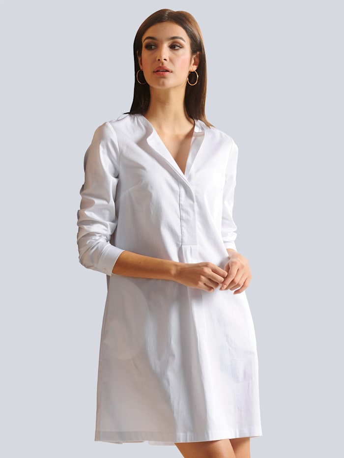 Alba Moda Kleid mit V-Ausschnitt, Weiß