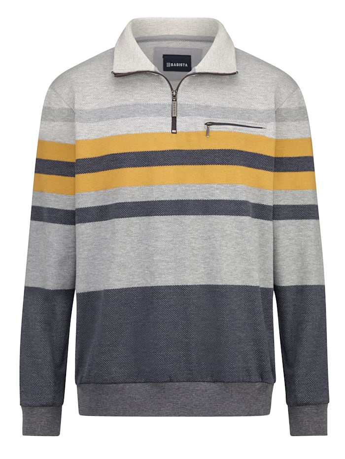 BABISTA Sweatshirt mit garngefärbtem Streifendessin rundum, Grau/Gelb
