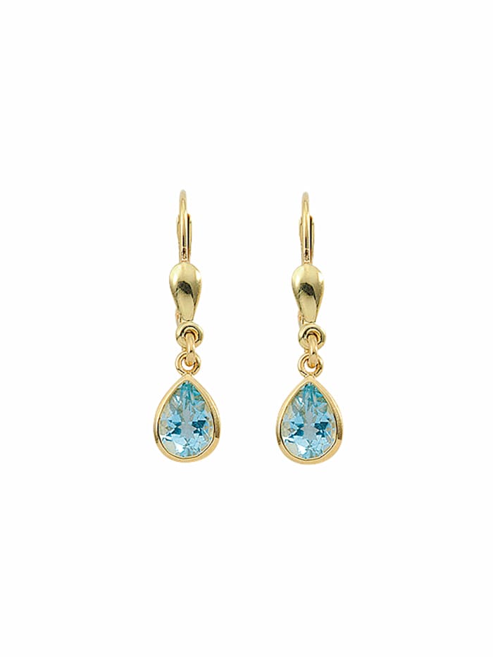 1001 Diamonds 1 Paar 585 Gold Ohrringe / Ohrhänger mit Aquamarin, blau