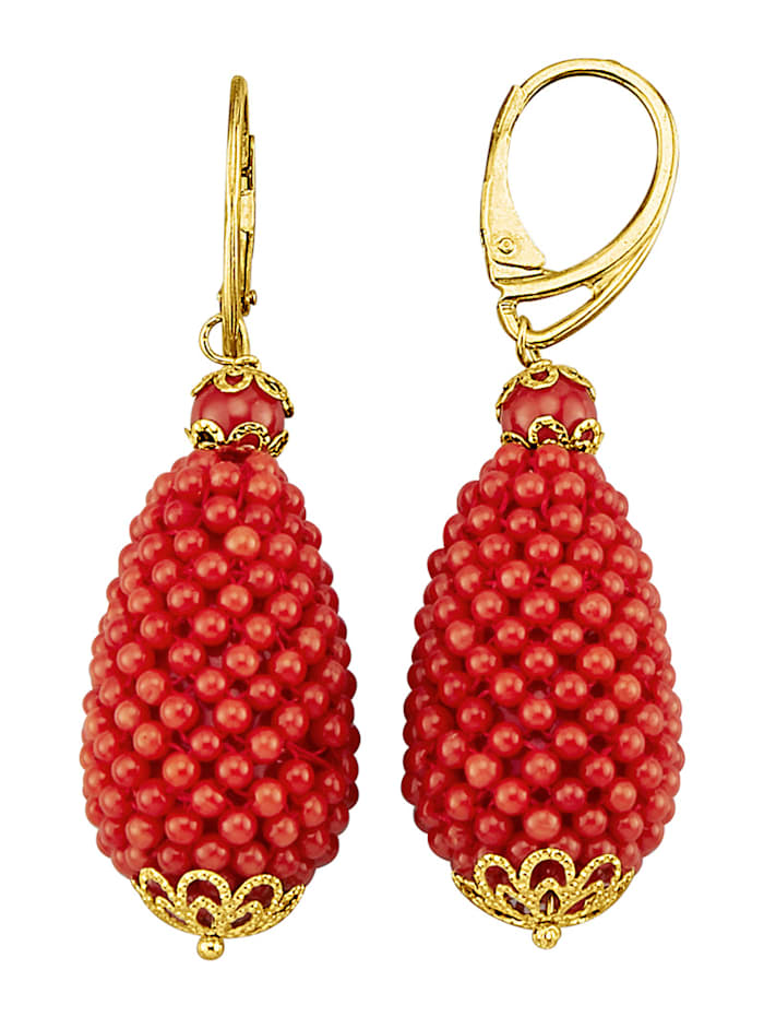 Amara Pierres colorées Boucles d'oreilles en argent 925, Rouge