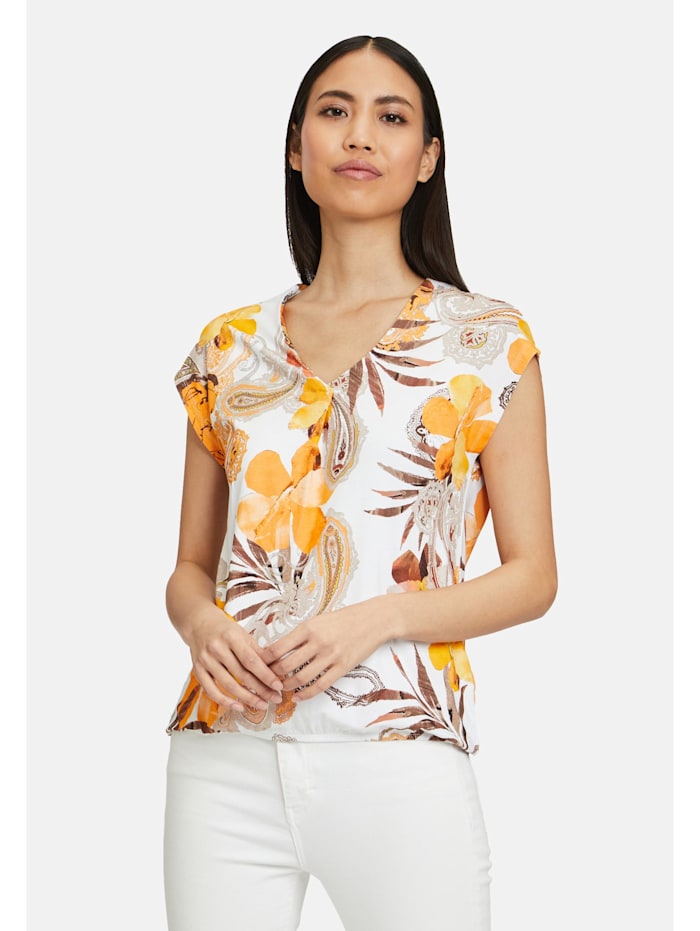 Betty Barclay Printshirt mit Gummizug, Camel/Orange