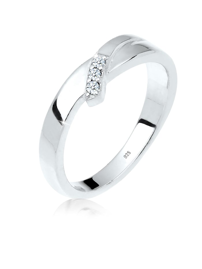 DIAMONDS Ring Verlobung Trio Diamant (0.04 Ct.) 925 Silber, Weiß