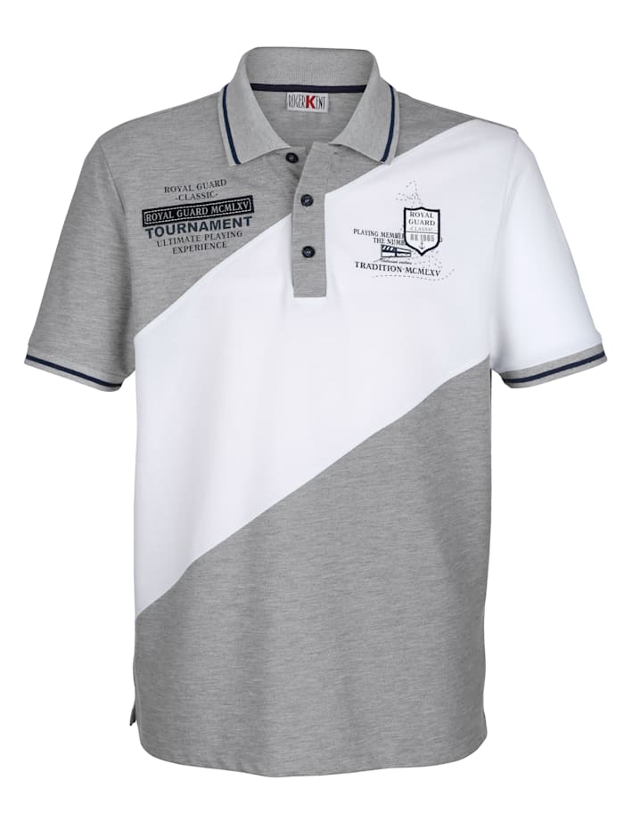 Roger Kent Poloshirt in Piqué-Qualität, Grau/Weiß