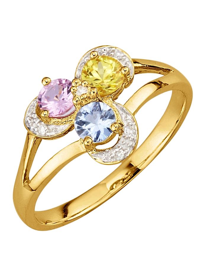 Damenring mit multifarbenen Saphiren und Diamanten, Multicolor