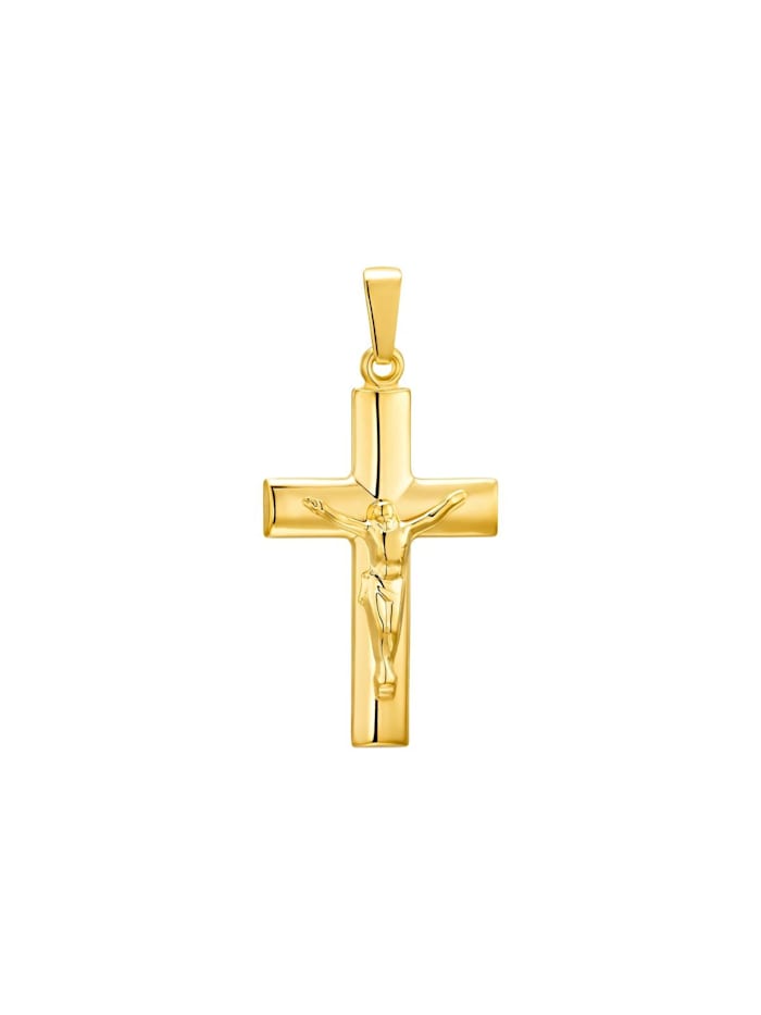 amor Motivanhänger für Damen und Herren, Unisex, Gold 375 | Kreuz mit Corpus, Gold