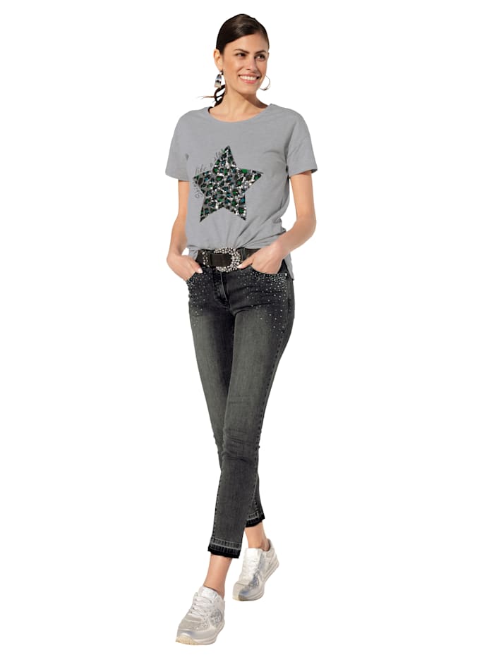 AMY VERMONT Shirt mit platziertem Sternendruck, Grau