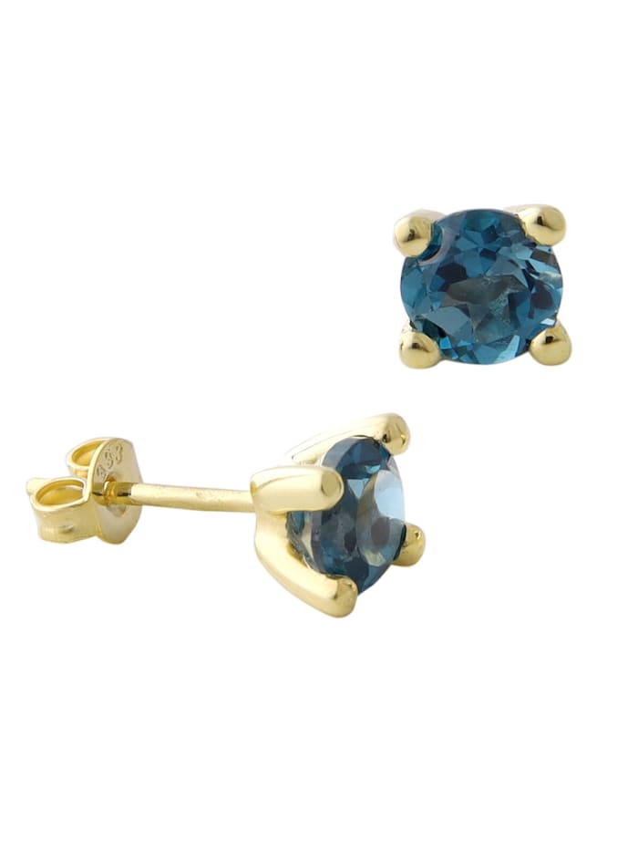 Acalee Ohrringe Gold 333 / 8K Ohrstecker Topas London Blau, Blau