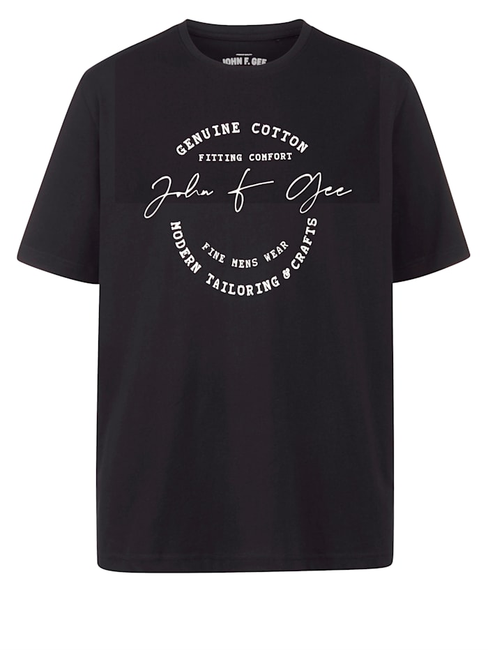 John F. Gee T-Shirt aus reiner Baumwolle, Schwarz