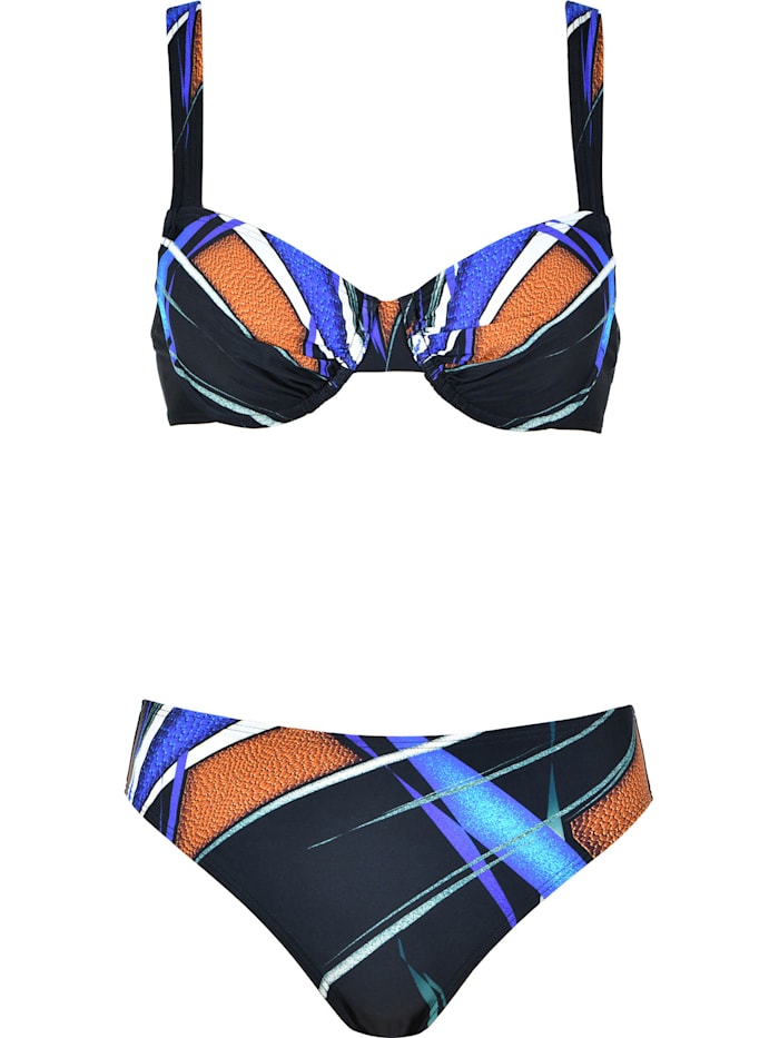 Naturana Bügel Bikini Beachwear, schwarz-blau-braun