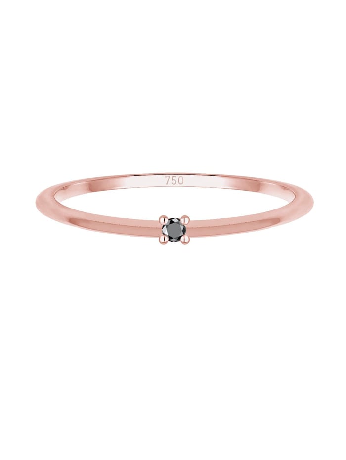 Ring Solitär Schwarzer Diamant (0.015 Ct) 750 Roségold