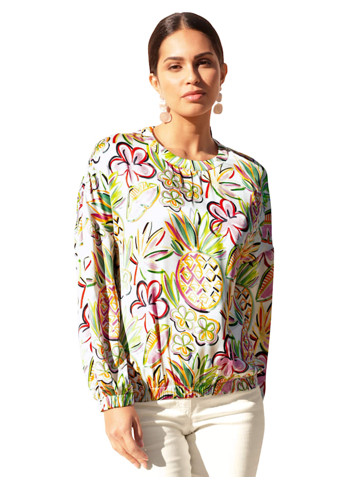 AMY VERMONT Bluse mit exclusivem Floraldruck, Weiß/Multicolor