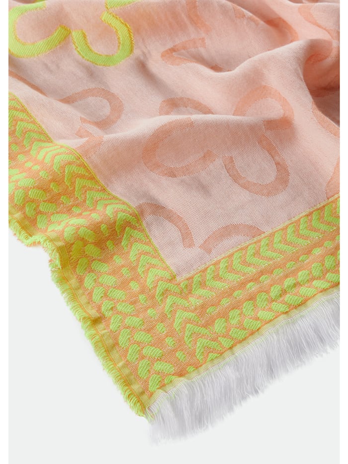 Logo-Schal aus Organic Cotton mit Neon-Akzenten