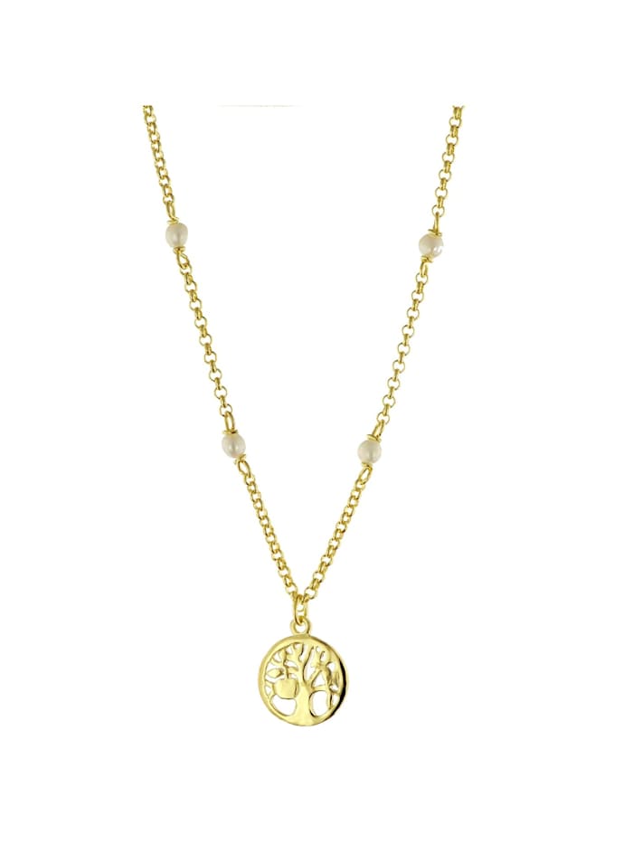trendor Halskette für Damen 925 Sterlingsilber Goldplattiert, Goldfarben