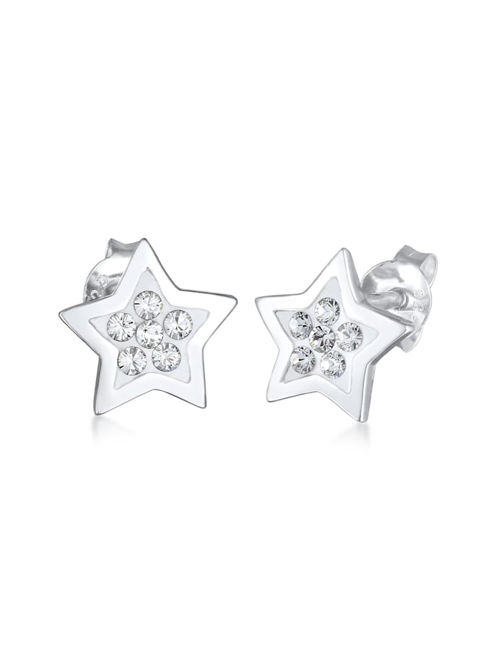 Elli Ohrringe Stern Kristalle Astro Trend 925 Silber, Weiß