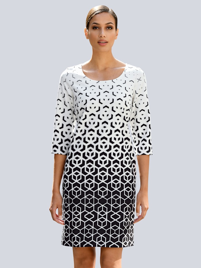Alba Moda Kleid mit grafischem Druck, Schwarz/Weiß