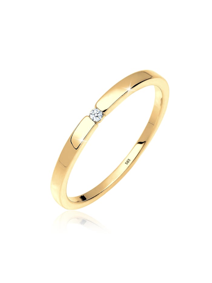 Elli DIAMONDS Ring Verlobung Solitär Diamant 0.015 Ct. 585 Gelbgold, Weiß