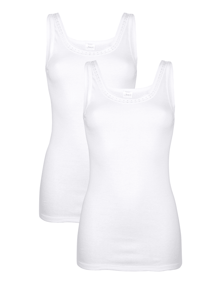Harmony Hemden im 2er-Pack mit Hohlsaumspitze, Weiß