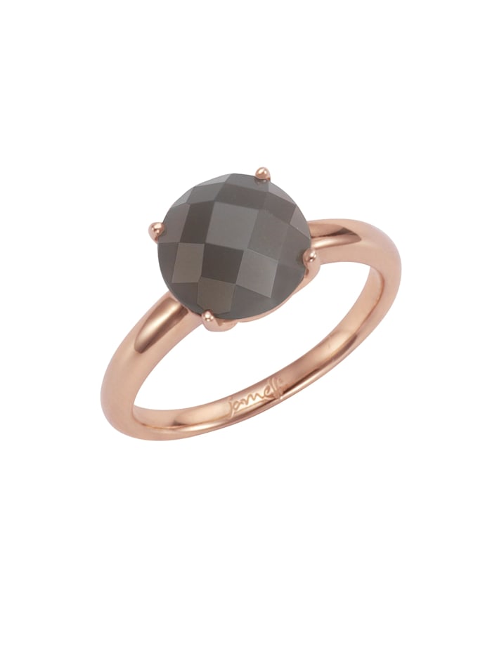 Jamelli Ring 925/- Sterling Silber Mondstein grau Glänzend, rosa