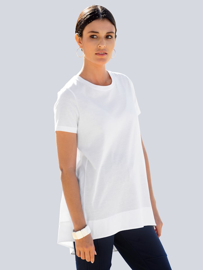 Alba Moda Shirt van een materialenmix met gemerceriseerd katoen, Wit