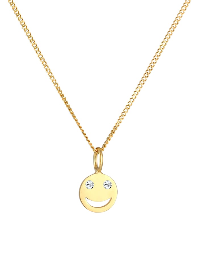 Halskette Smiley Face Emoji  Kristalle 925 Silber