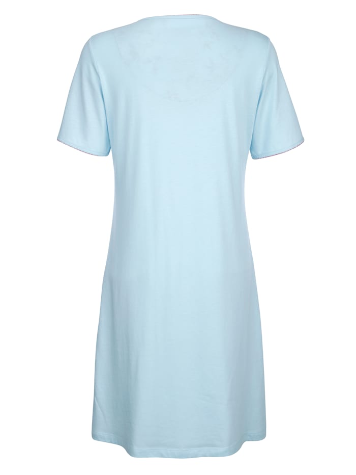 Chemise de nuit avec bordure contrastante au col et au bas des manches