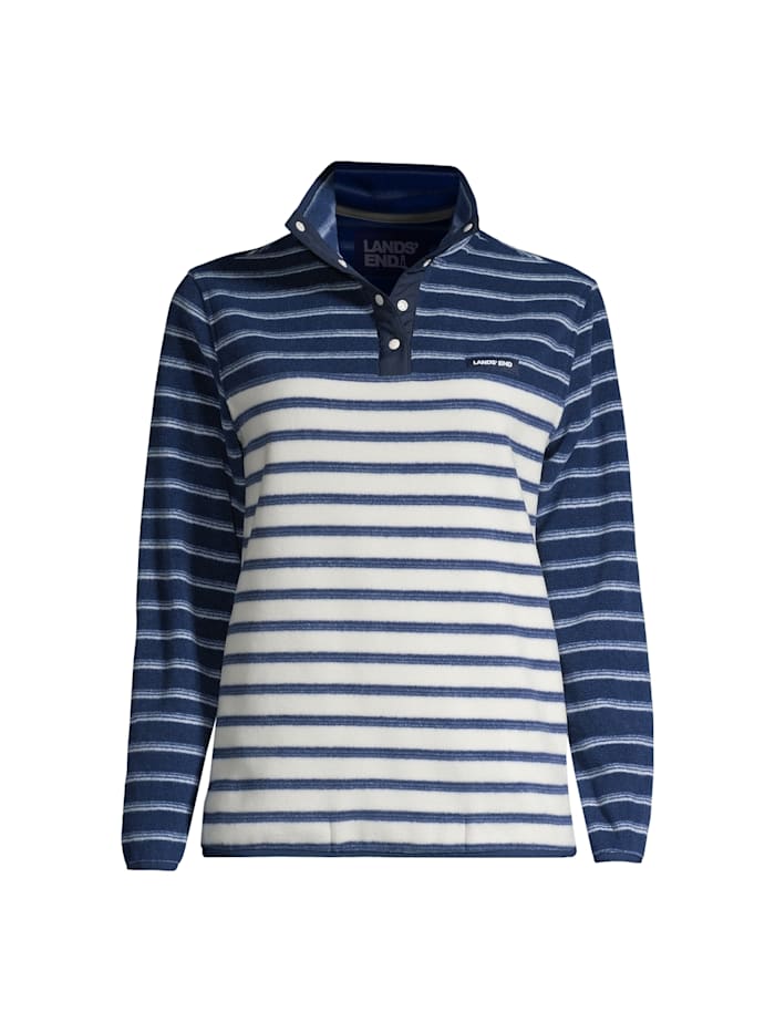 Lands´ End Fleece-Pullover Plus Size mit Knopfleiste, blau