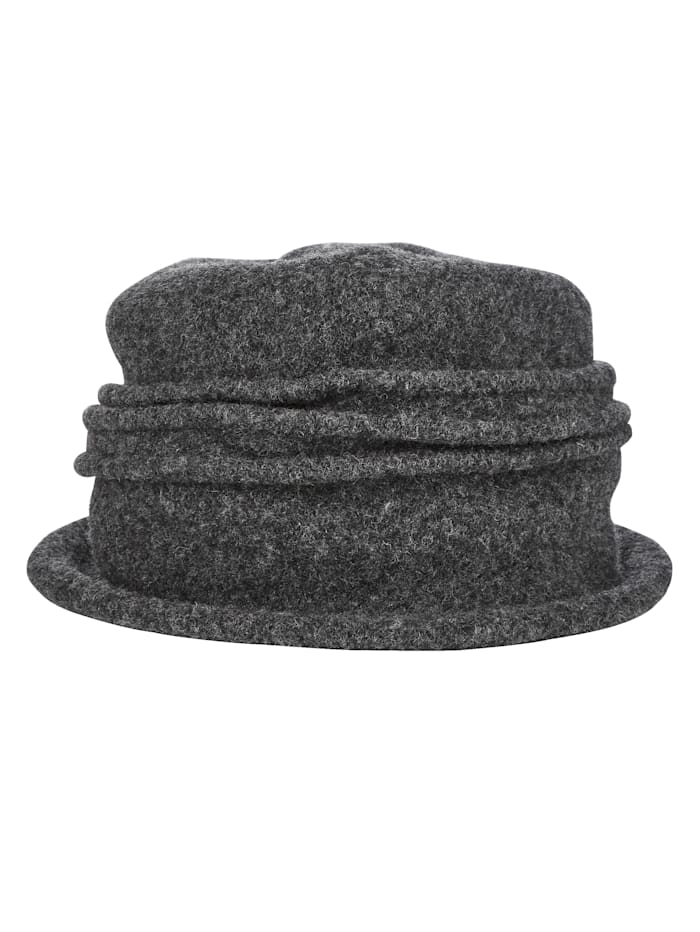 Seeberger Chapeau en laine foulée, Anthracite