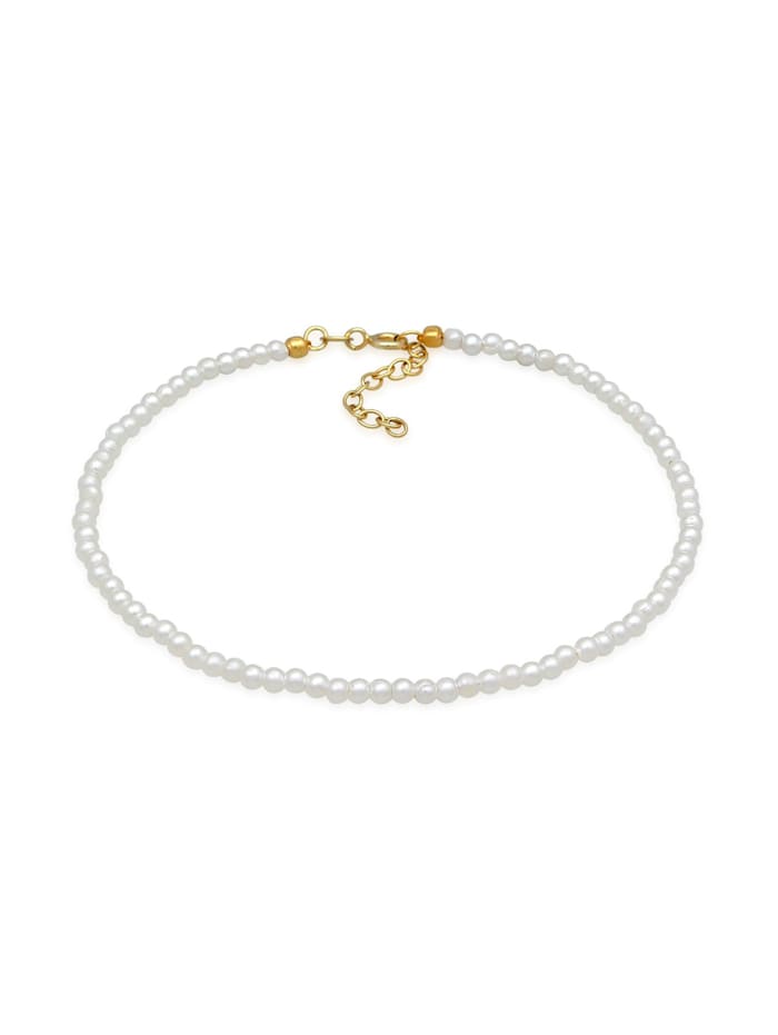 Elli Fußschmuck Perlen Synthetisch Klassik Basic 925 Silber, Gold