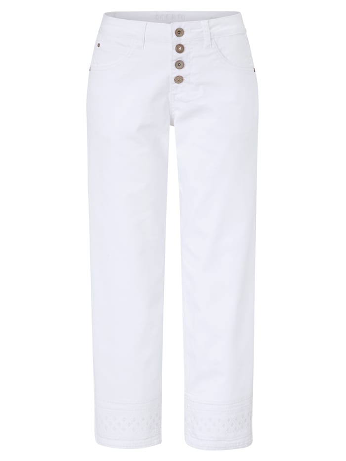 Cream Jeans mit Stickerei, Weiß