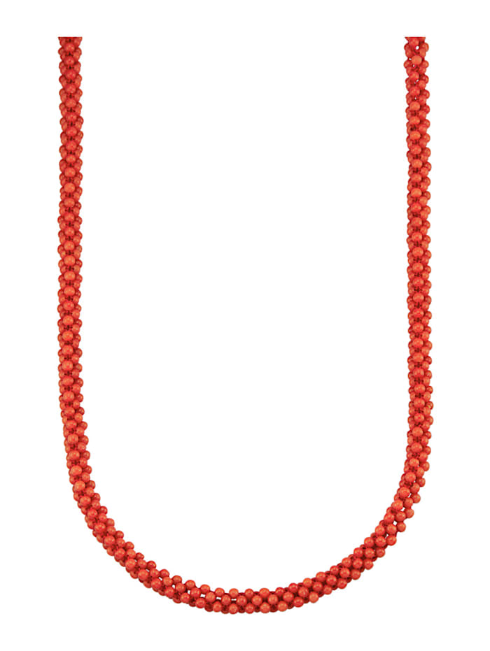 Amara Farbstein Korallen-Kette in Silber 925, vergoldet, Rot